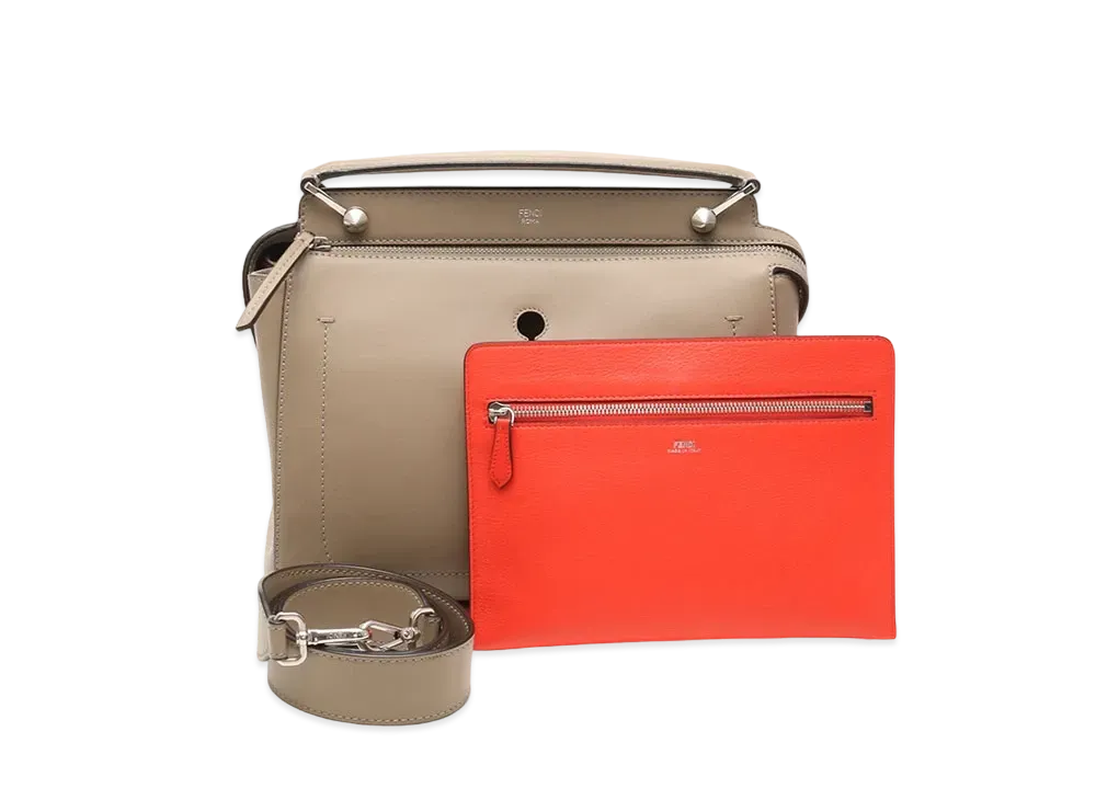 FENDI Dotcom Leather 2WAY Bag "Beige"