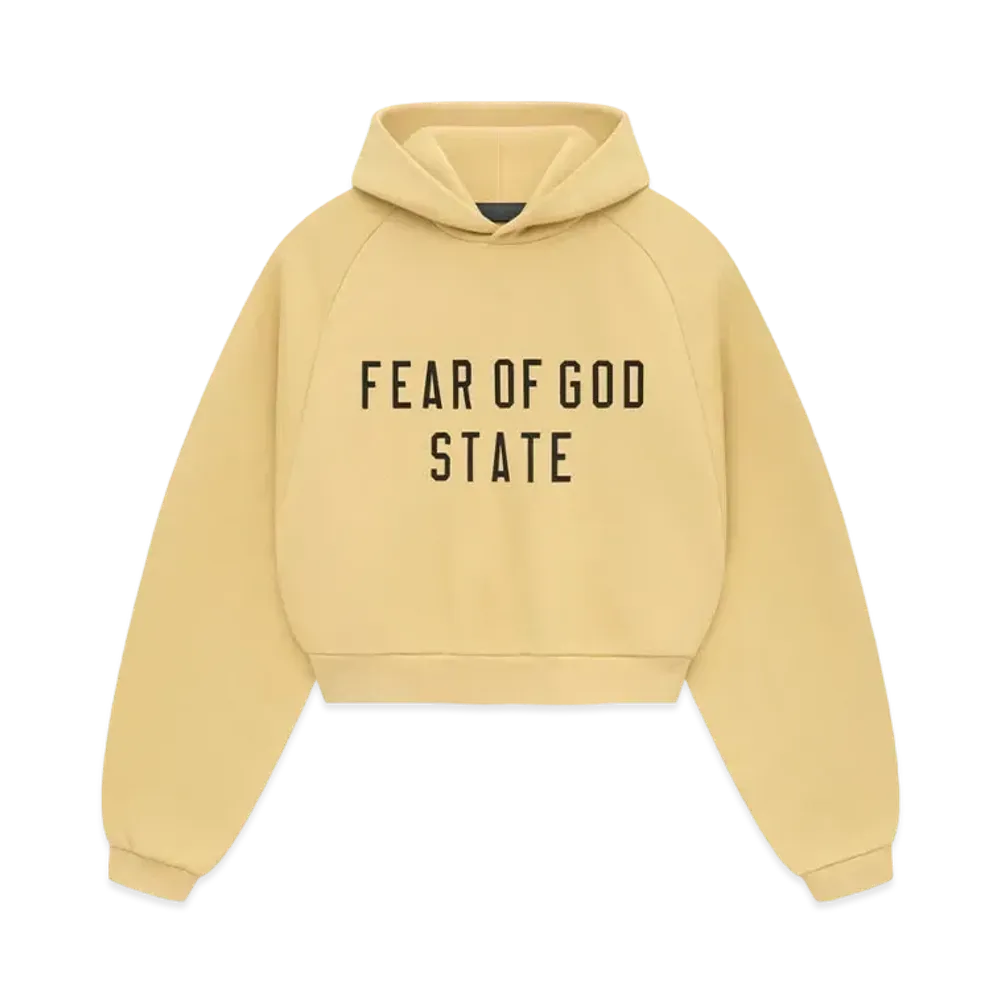 FEAR OF GOD Essentials Womens Fleece Cropped Hoodie "Amber"