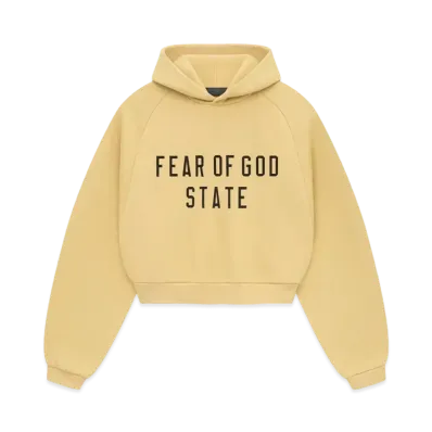FEAR OF GOD Essentials Womens Fleece Cropped Hoodie "Amber"