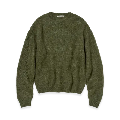 AURALEE Brushed Super Kid Mohair Knit P/O "Olive"