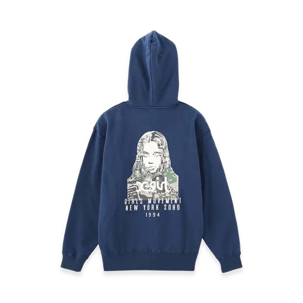 X-Girl Collage Camo Face Zip Up Sweat Hoodie "Navy"