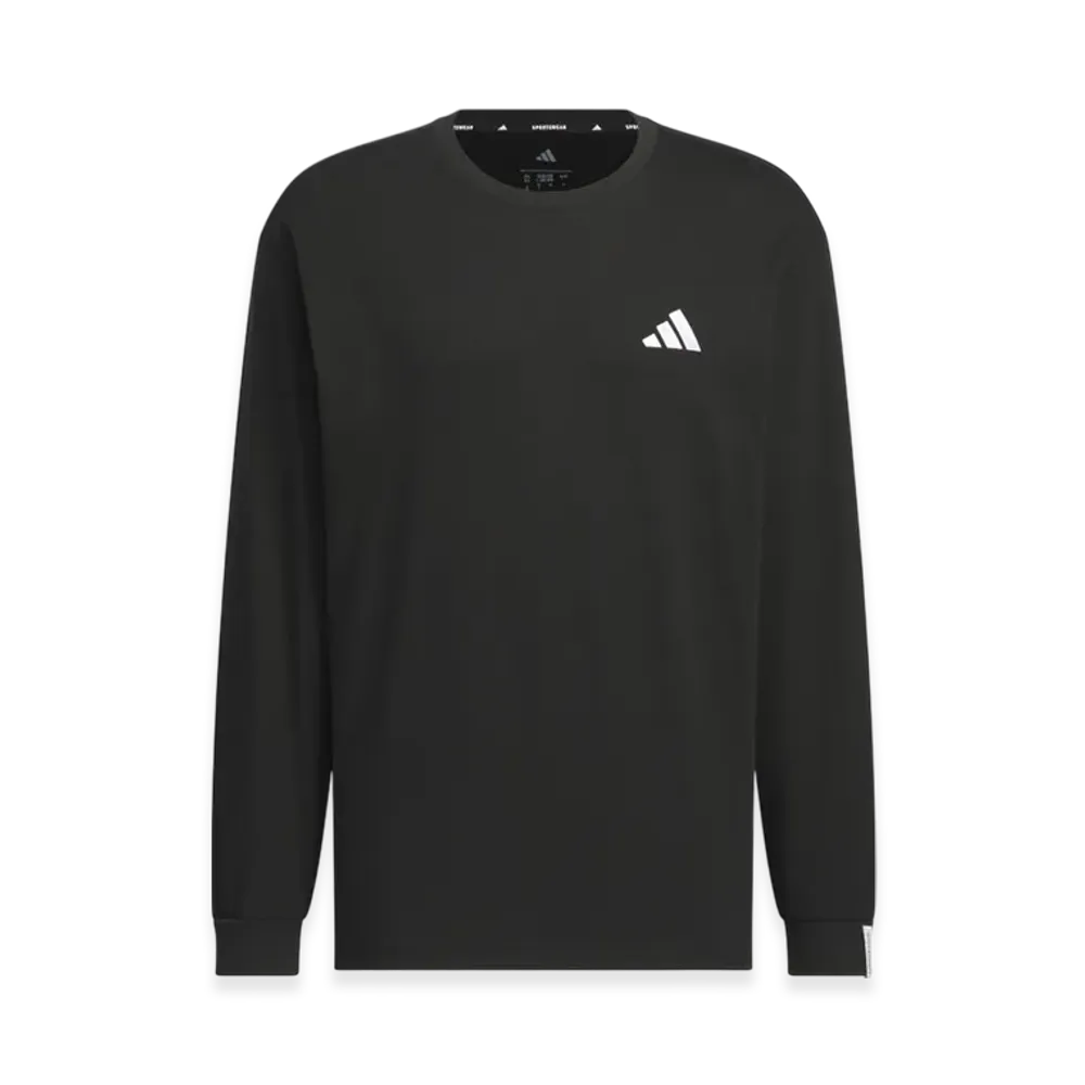 adidas Essentials Plus Loose Fit Small Logo Long Sleeve T-Shirt "Black"