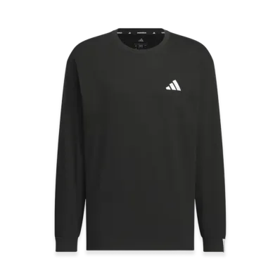adidas Essentials Plus Loose Fit Small Logo Long Sleeve T-Shirt "Black"