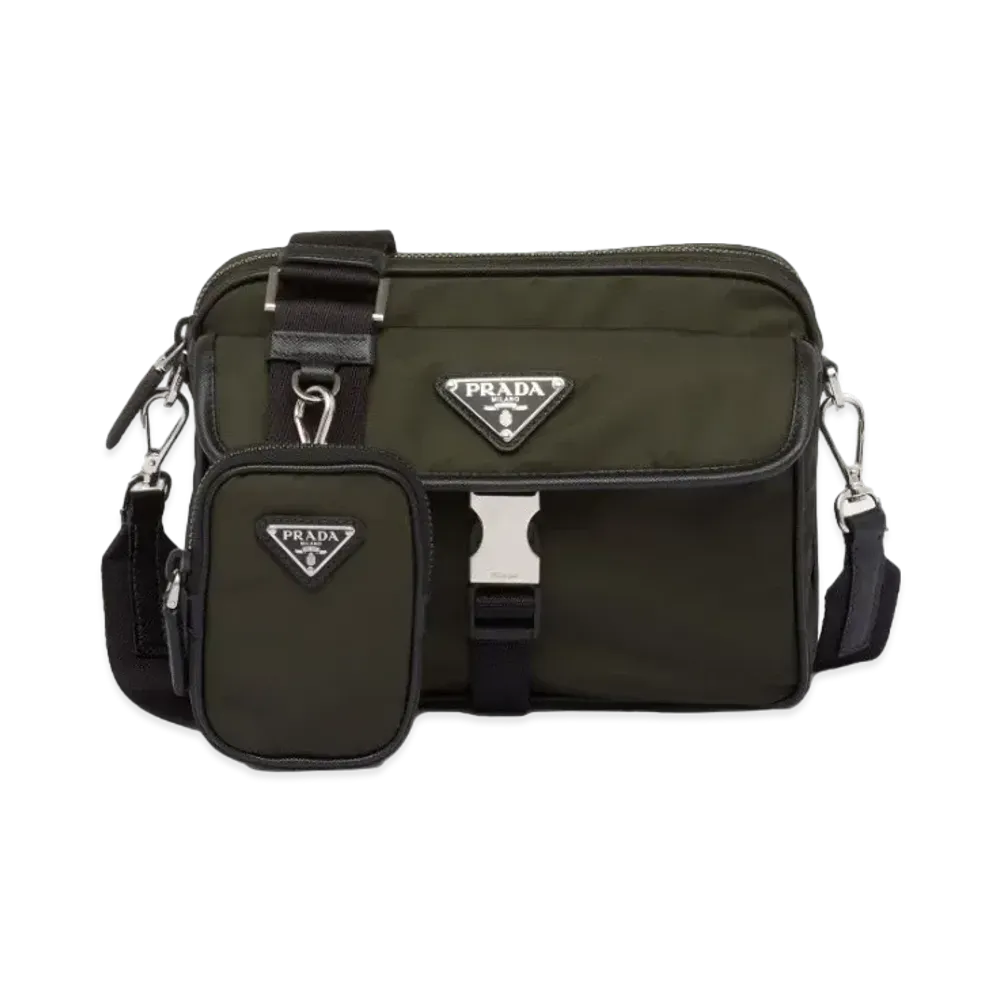 PRADA Re Nylon Saffiano Leather Shoulder Bag "Tundra"
