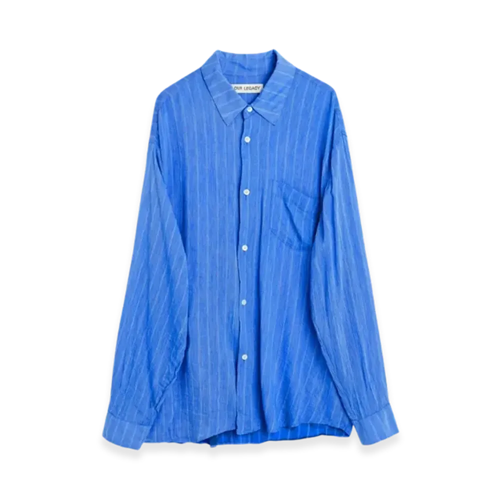 OUR LEGACY Initial Shirt Rayon Plait Stripe "Blue"