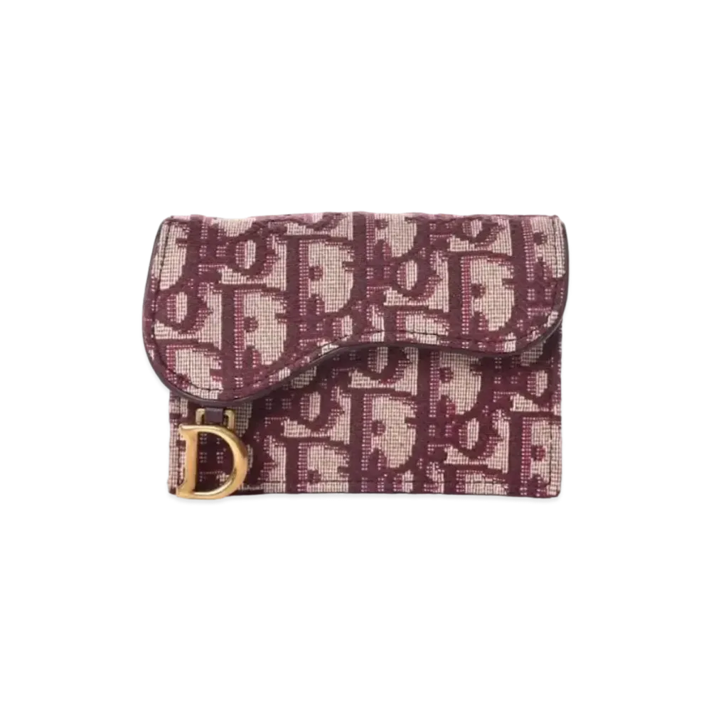Dior Saddle Flap Card Holder "Burgundy"