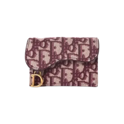 Dior Saddle Flap Card Holder "Burgundy"