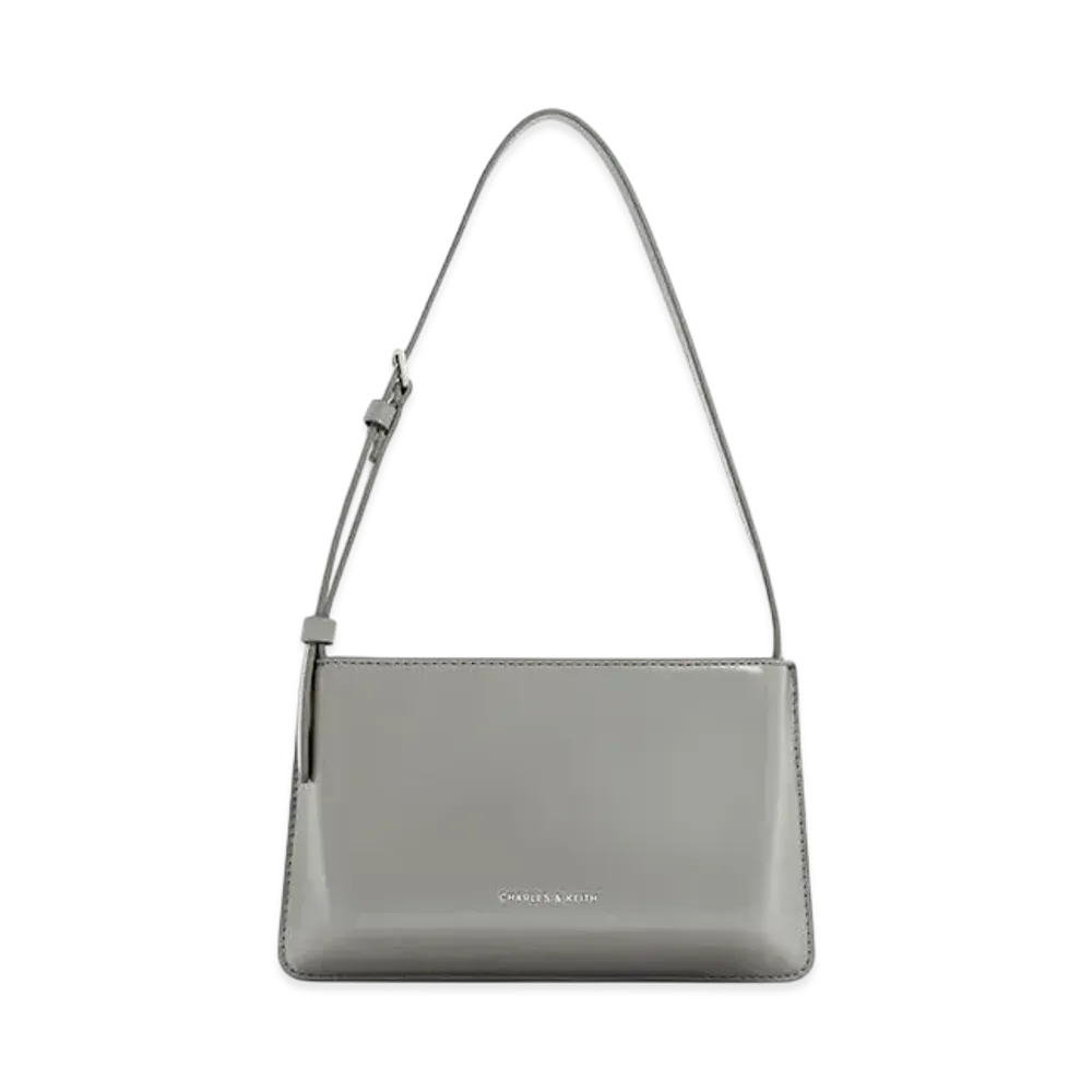 CHARLES & KEITH Structured Boxy Shoulder Bag "Grey"