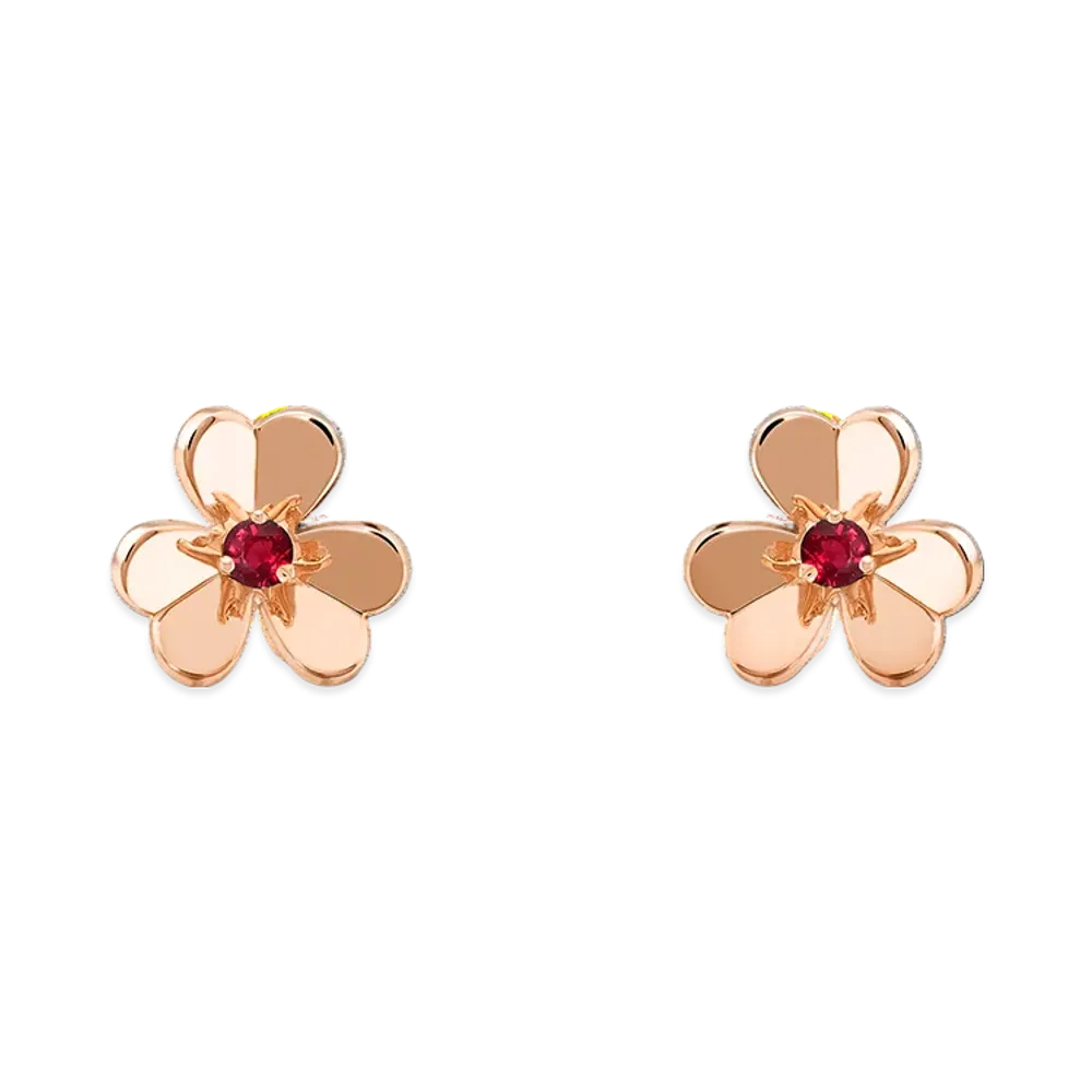 Van Cleef & Arpels Frivole earrings mini model "18K Rose gold/Ruby"