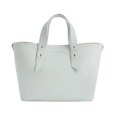 CHARLES & KEITH Metallic Accent Double Handle Bag "LightGrey"