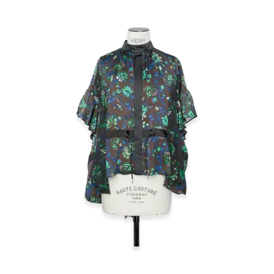 sacai Women's Floral Print Blouse "Brown"