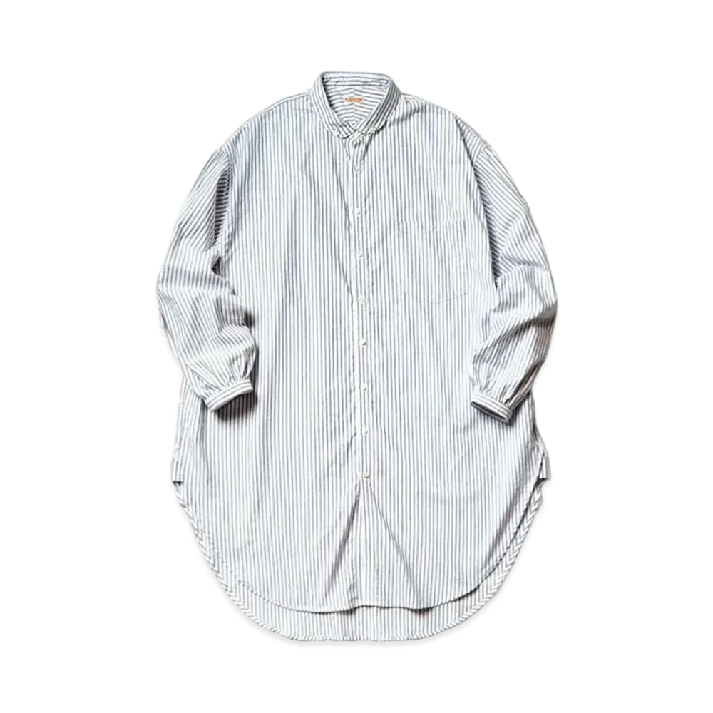 KAPITAL OX Stripe Button Down Giant Shirt "Blue"