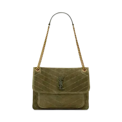 Saint Laurent Niki Medium in Suede "Loden Green"