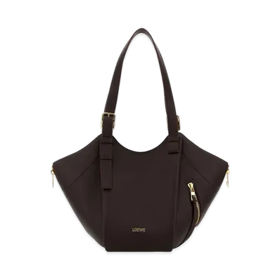 LOEWE Women's Leather Hammock Flip Handbag "Dark Brownie"