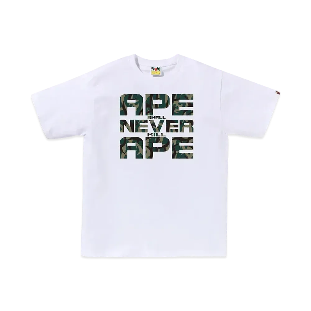 A BATHING APE Trial Camo Asnka Tee "White/Green"