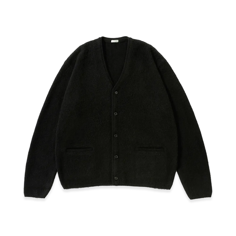 A.PRESSE Brushed Cashmere Middle Gauge Cardigan "Black"
