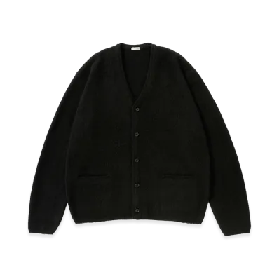 A.PRESSE Brushed Cashmere Middle Gauge Cardigan "Black"