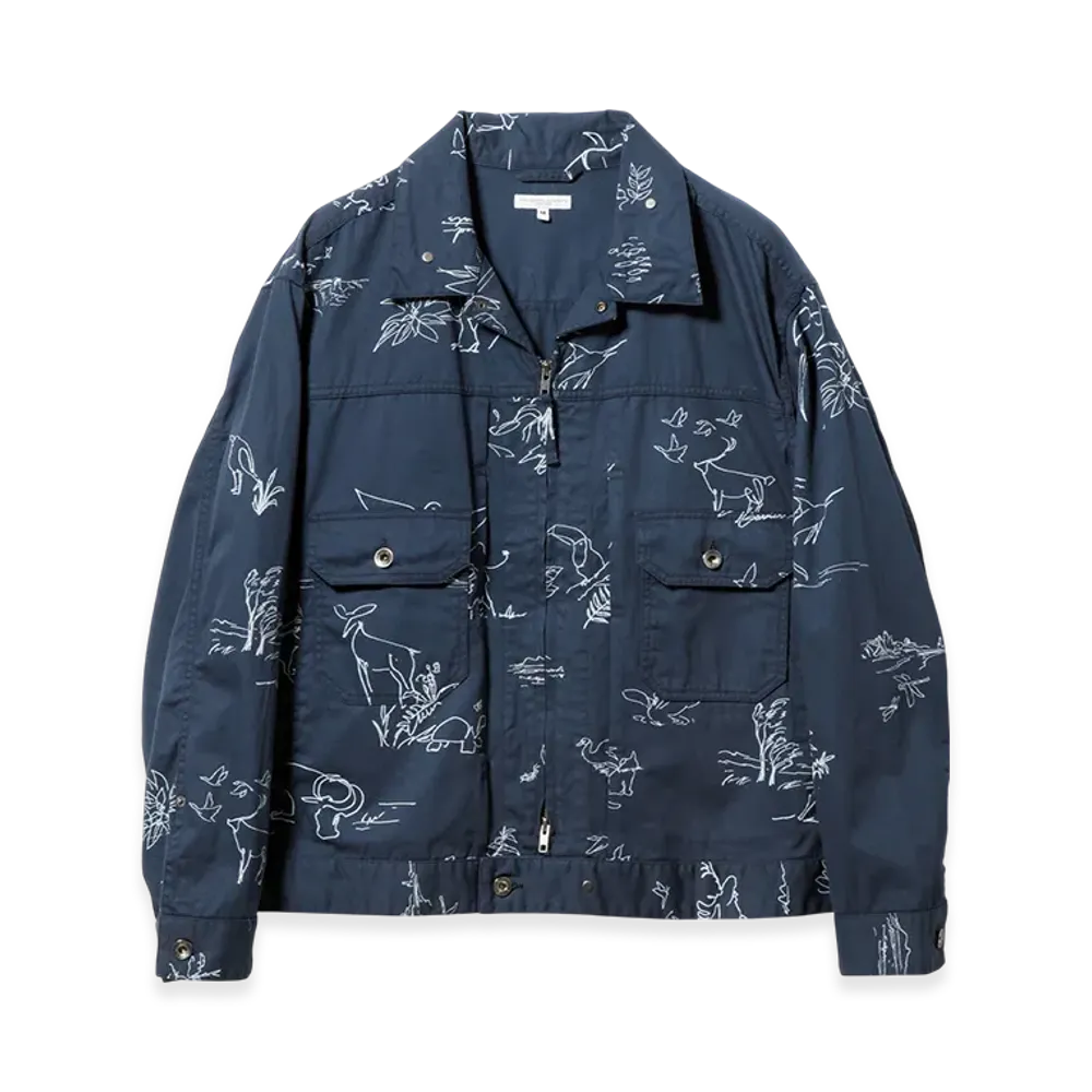 ENGINEERED GARMENTS Trucker Jacket - Animal Print Flat Twl "Green"