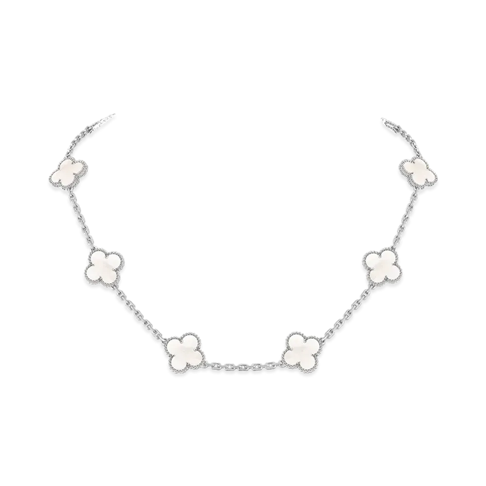 Van Cleef & Arpels Vintage Alhambra necklace 10 motifs "18K White gold/Mother-of-pearl"