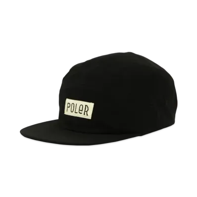 POLeR Logo Hooley Front 5 Panel Cap "Black"