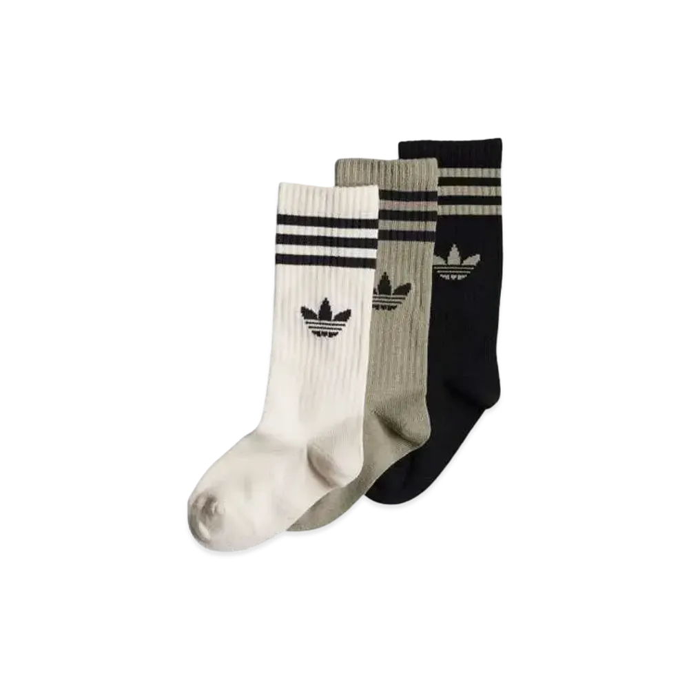adidas Kids Crewsocks 3 Pairs "Black/Silver Pebble/Wonder White"