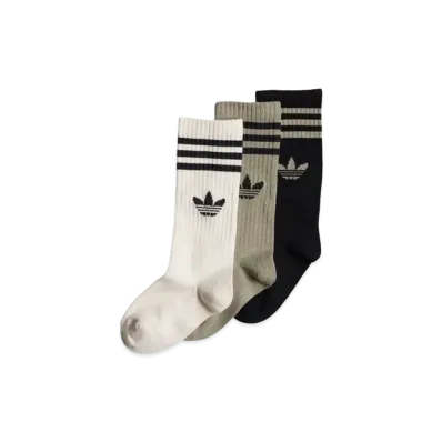 adidas Kids Crewsocks 3 Pairs "Black/Silver Pebble/Wonder White"