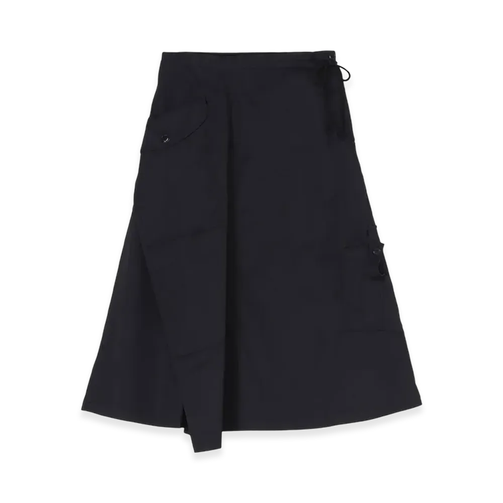 WILDSIDE YOHJI YAMAMOTO T/C Twill Drawstring Asymmetry Skirt "Black"