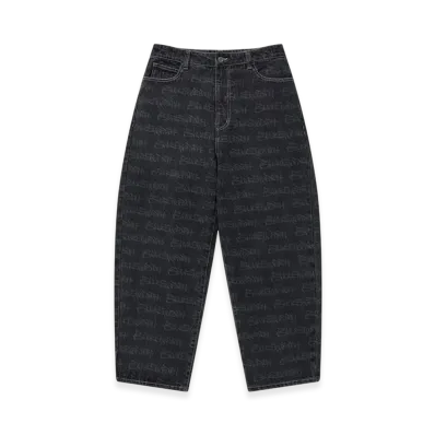 BlackEyePatch Fasthand Script Patterned Extra Baggy Jeans "Black"