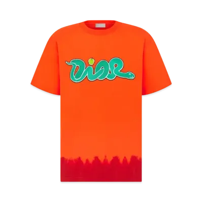 Dior x KAWS T-Shirt Relaxed Fit Cotton Jersey "Orange/Red/Green"