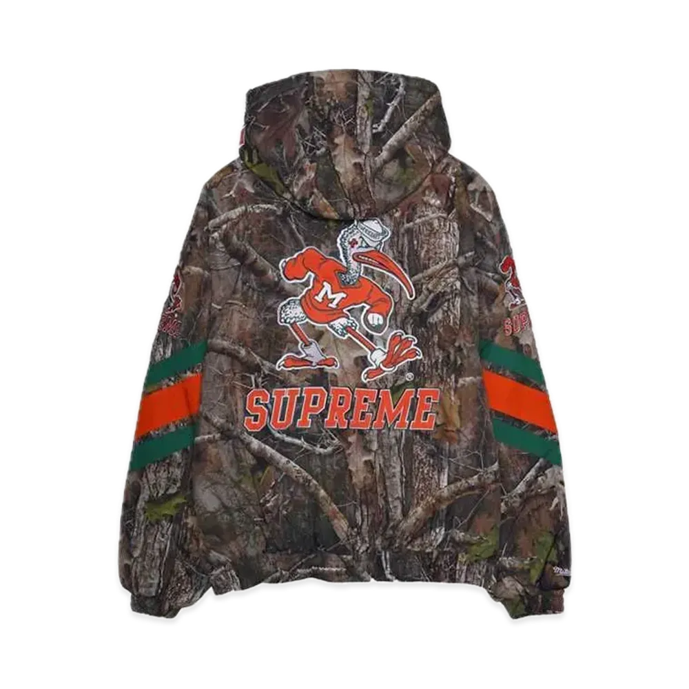 Supreme x Mitchell & Ness NCAA Hooded Stadium Jacket "Leaves"