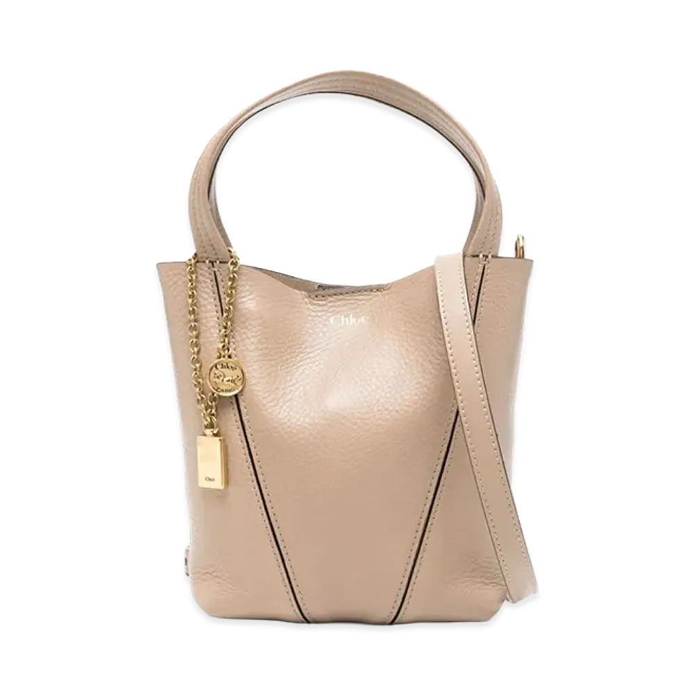 Chloe Women's Leather Small Spin Shopping Bag "Beige"