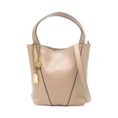 Chloe Women's Leather Small Spin Shopping Bag "Beige"