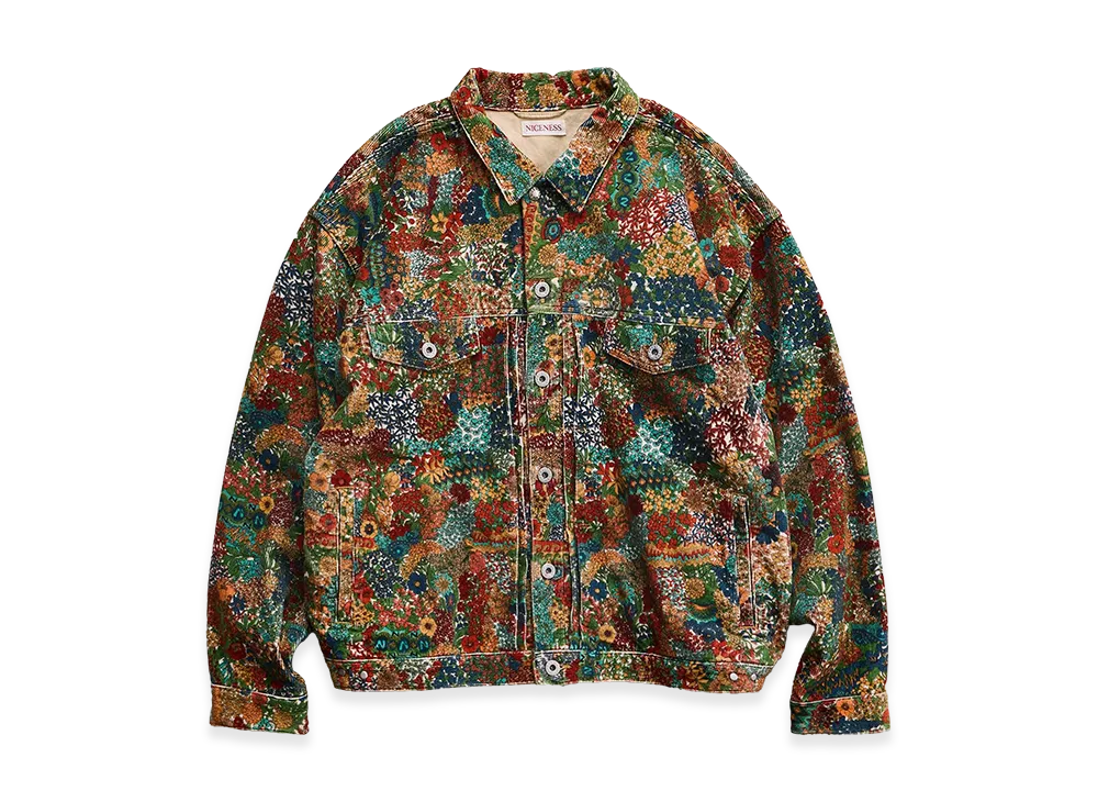 NICENESS P.Sterling Floral Pattern Corduroy Trucker Jacket "Ivory"