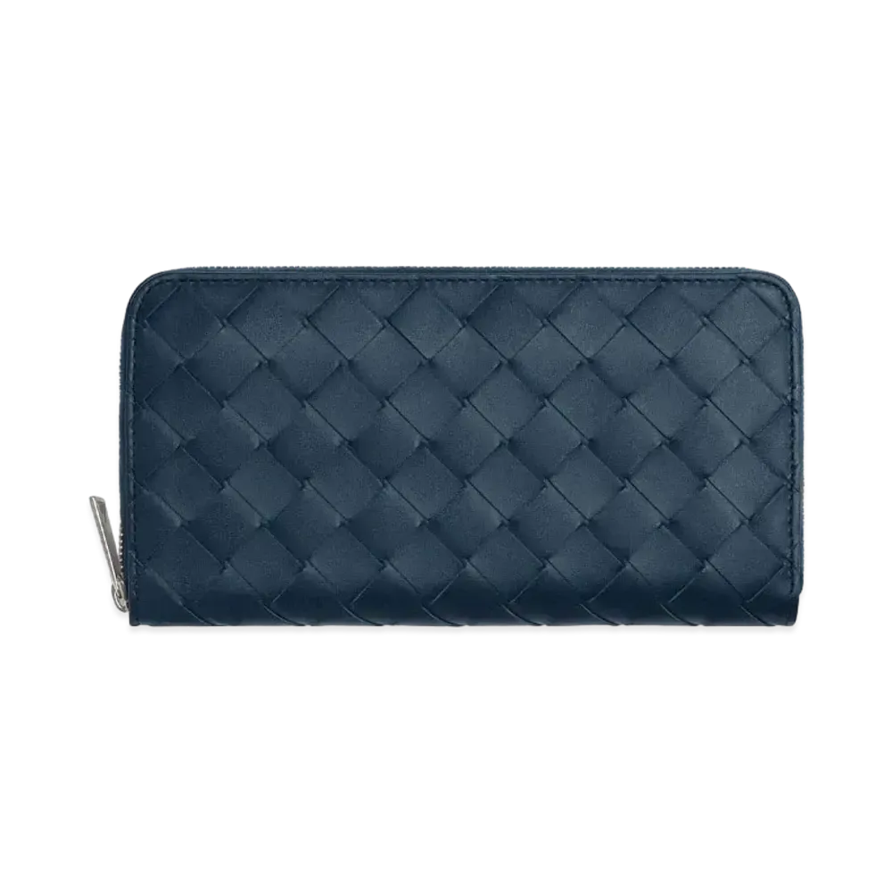 Bottega Veneta Zip Around Wallet "Deep Blue"