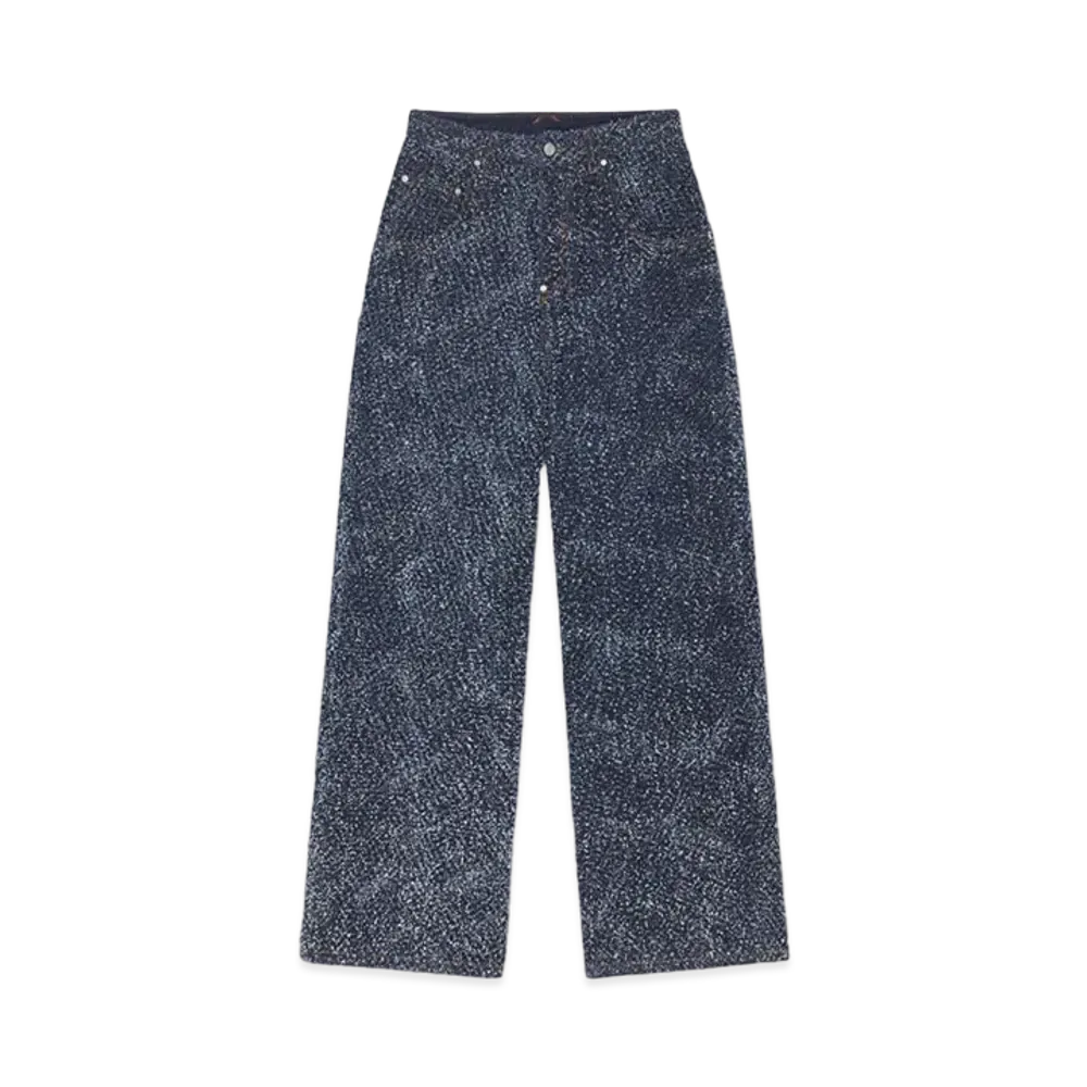 STELLA McCARTNEY High-Rise Denim Boucle Jeans "Speckled Blue"