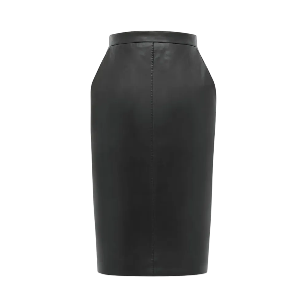 Saint Laurent Women's Pencil Skirt in Lambskin "Black"