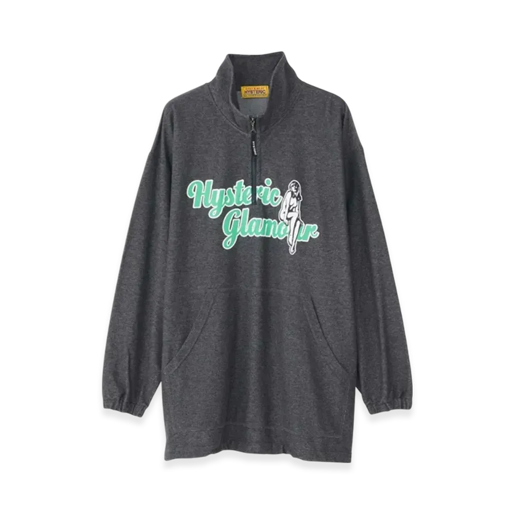 HYSTERIC GLAMOUR Varsity Script Oversized Pullover "Charcoal Gray"