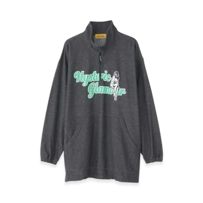 HYSTERIC GLAMOUR Varsity Script Oversized Pullover "Charcoal Gray"