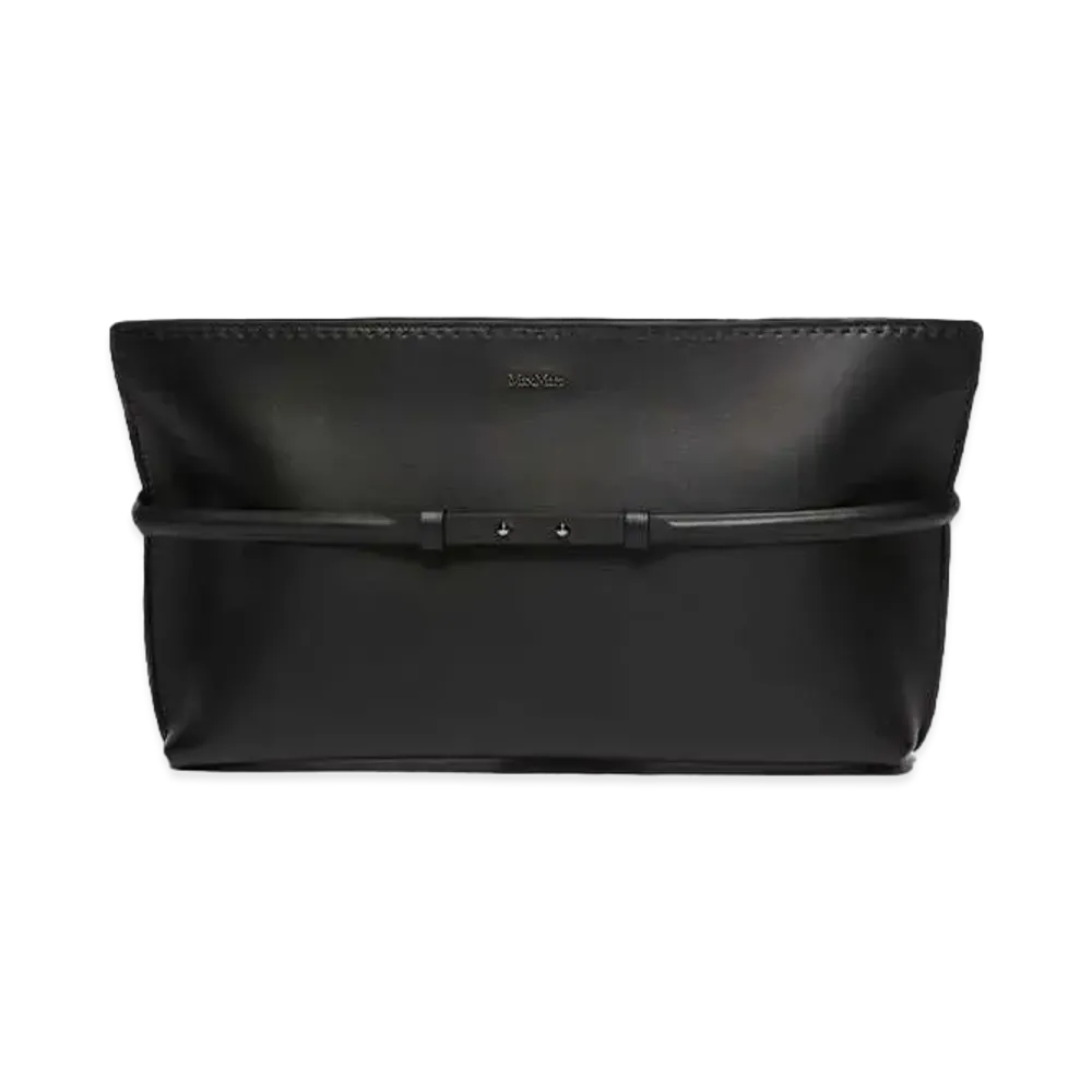 Max Mara Archetipo Calf Leather Clutch Bag "Black"