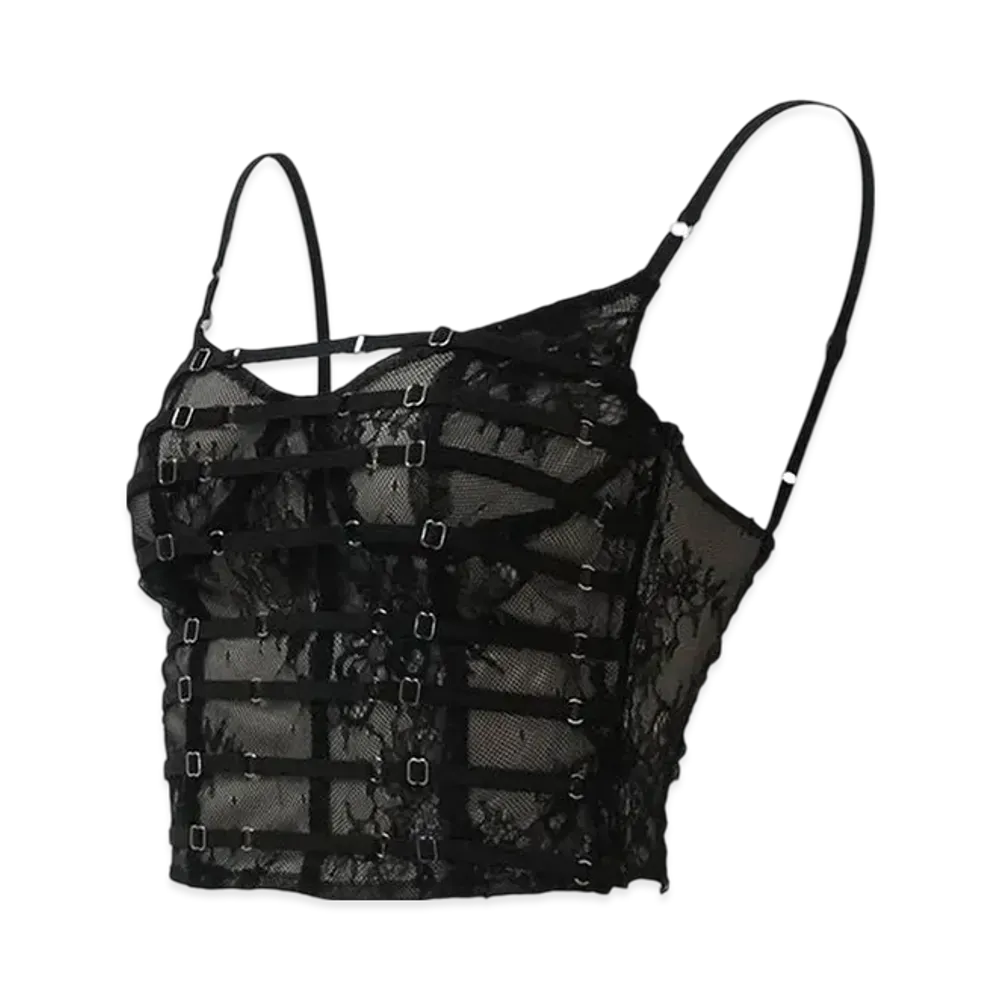 THEREDTHREAD S Flower Taped Camisole "Black"