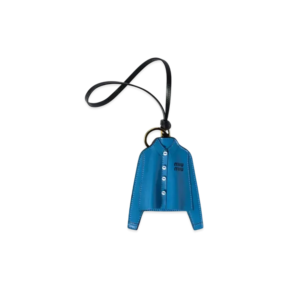 MIUMIU Leather Keychain Trick "Light Blue"