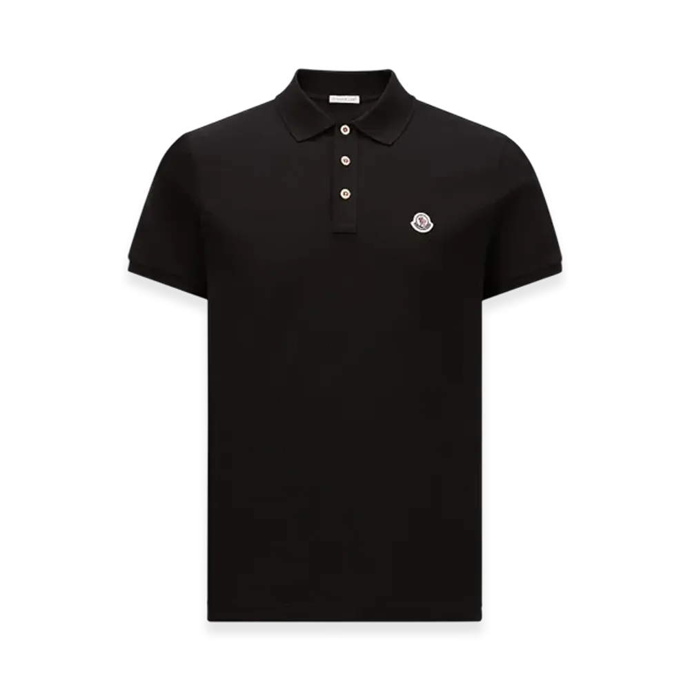 MONCLER Logo Patch Cotton Polo Shirt "Black"