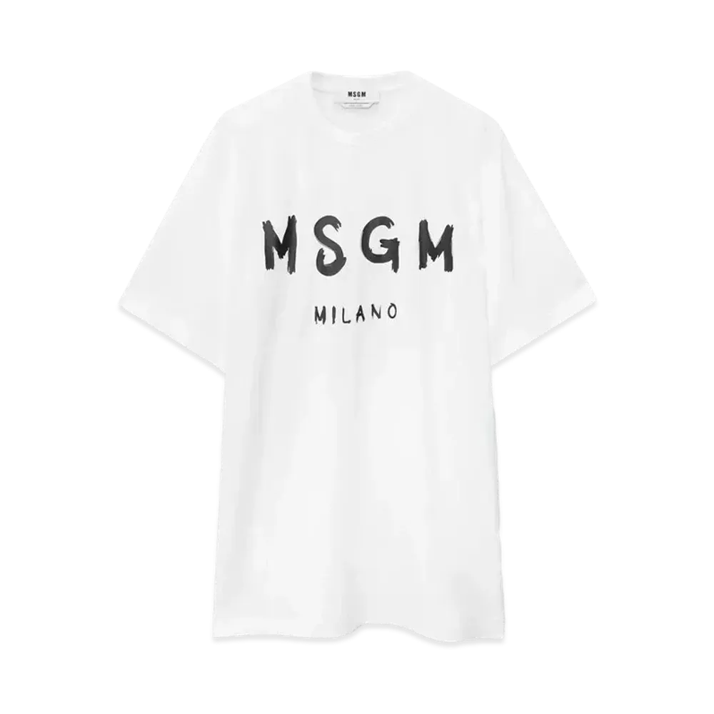 MSGM Short Sleeve Cotton Dress "White"