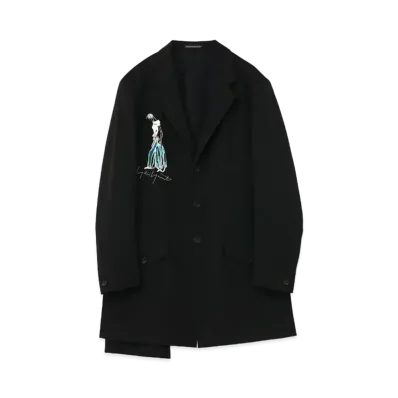 Yohji Yamamoto Pour Homme WOMAN EMBROIDERY 3BUTTONS SIDE SLIT JACKET "Black"