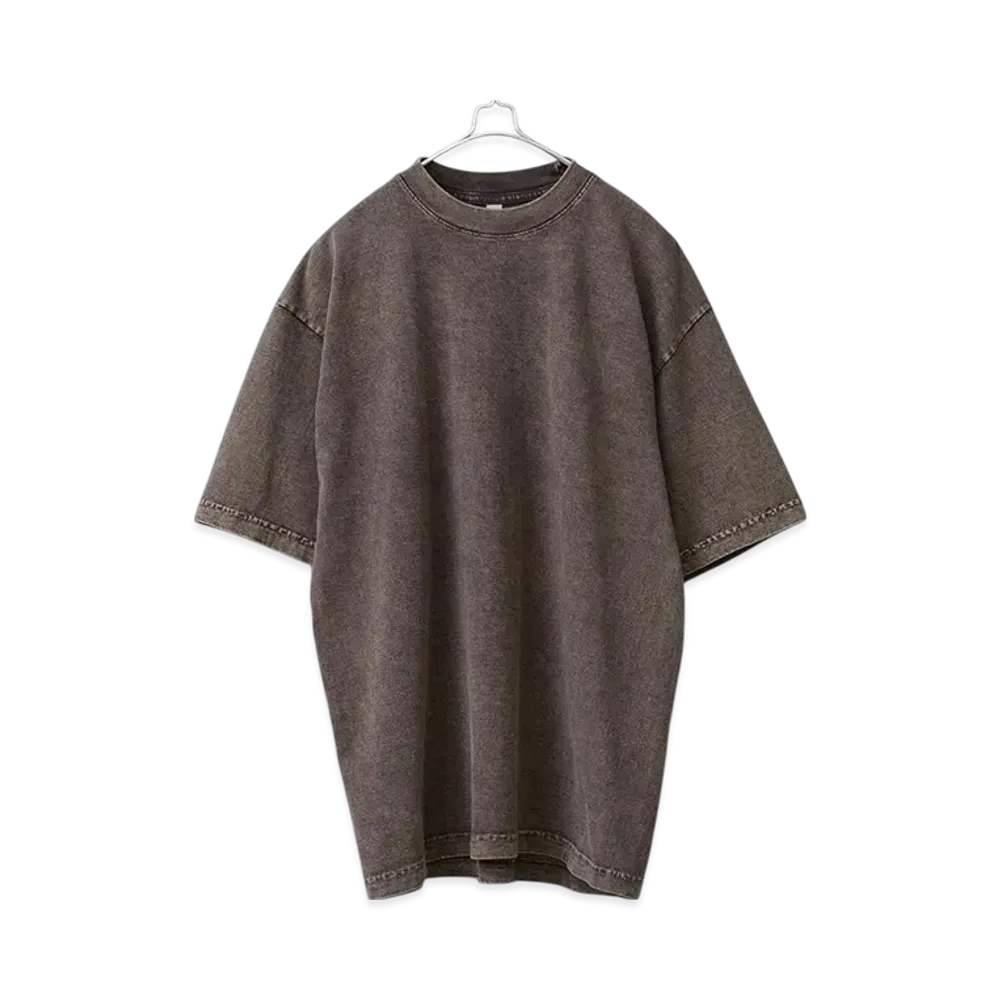 Los Angeles Apparel 6.5OZ Garment Dyed Short Sleeve Crew Neck T-Shirt Mineral Wash Made In USA "Cocoa"