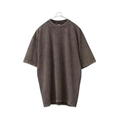 Los Angeles Apparel 6.5OZ Garment Dyed Short Sleeve Crew Neck T-Shirt Mineral Wash Made In USA "Cocoa"
