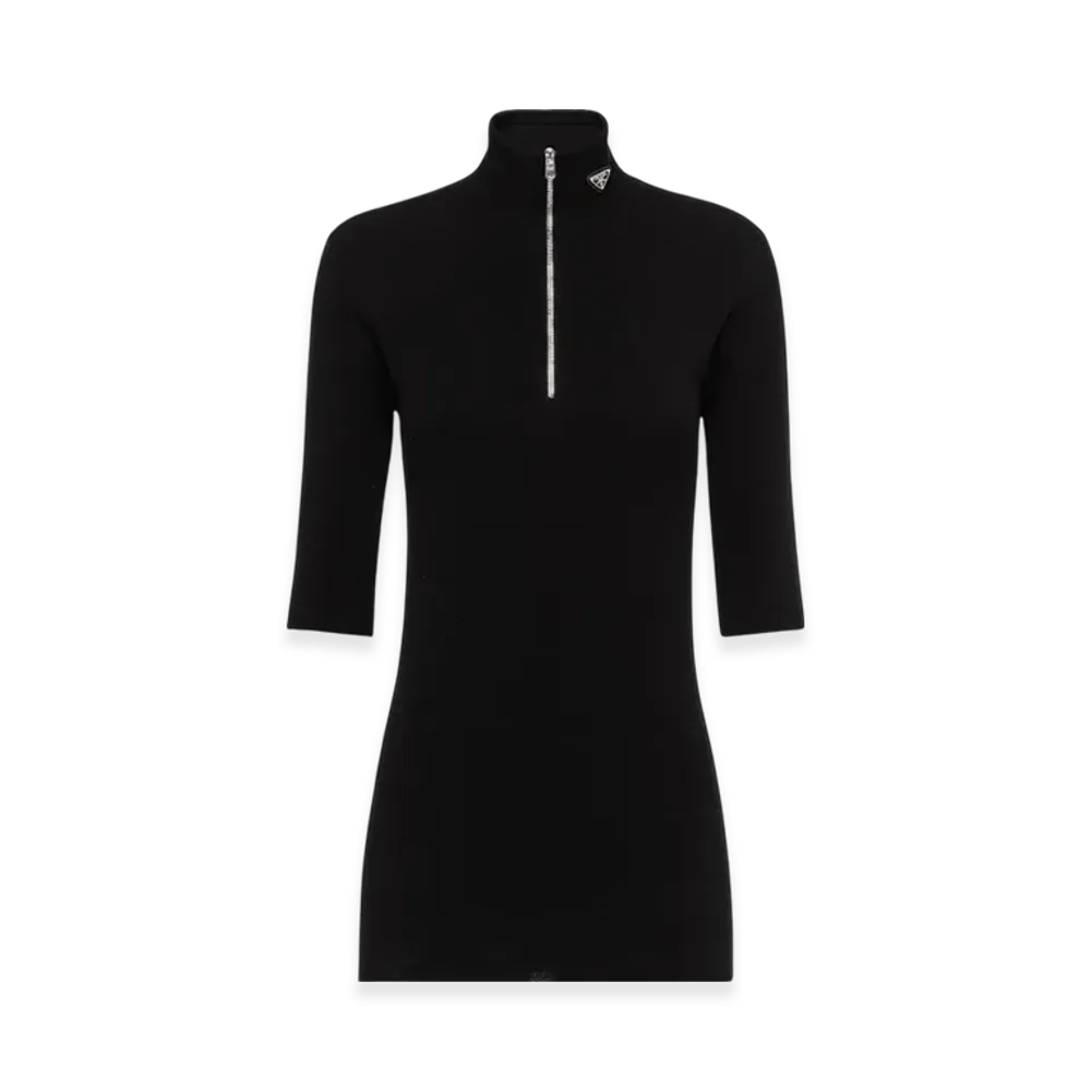PRADA Women's Wool and Viscose Turtleneck Sweater "Black"