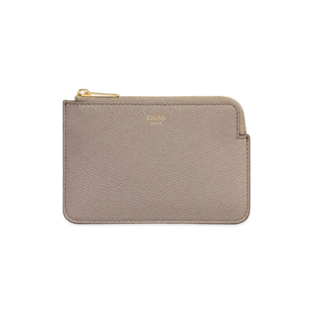 CELINE Coin & Card Pouch with Hook in Grained Calfskin "Pure"