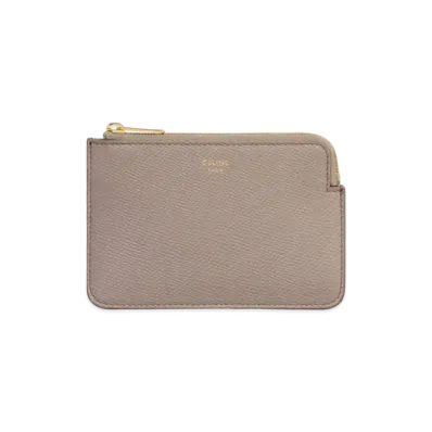 CELINE Coin & Card Pouch with Hook in Grained Calfskin "Pure"