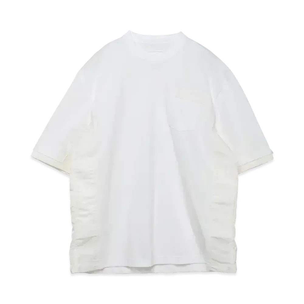 sacai Nylon Twill x Cotton Jersey T-Shirt "White/Off White"